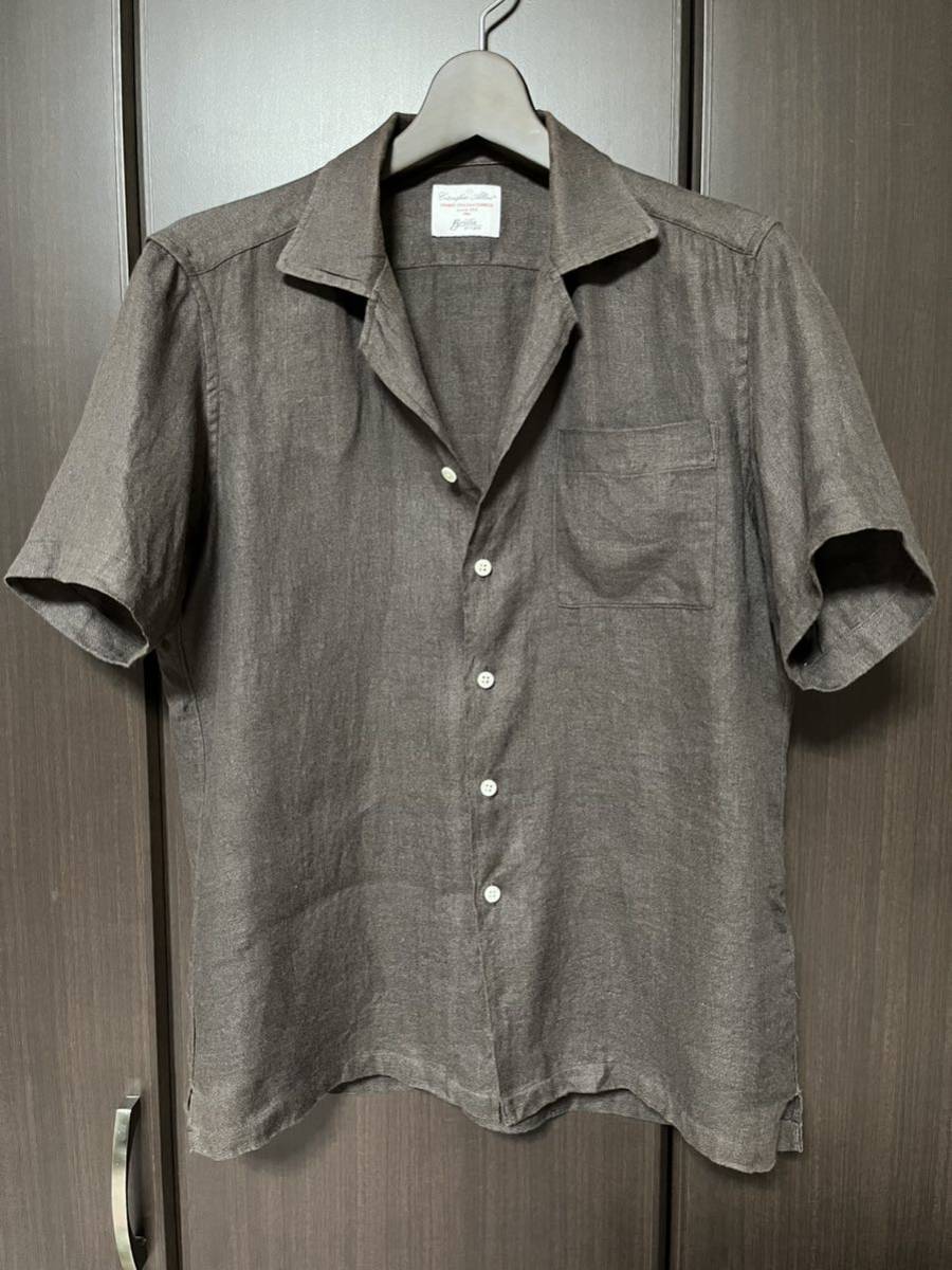 良品 ブリッラ ペル イルグスト Brilla per il gusto オープンカラーシャツ M 半袖シャツ BEAMS ビームス 麻 茶 ビームスエフ BEAMS Fの画像5