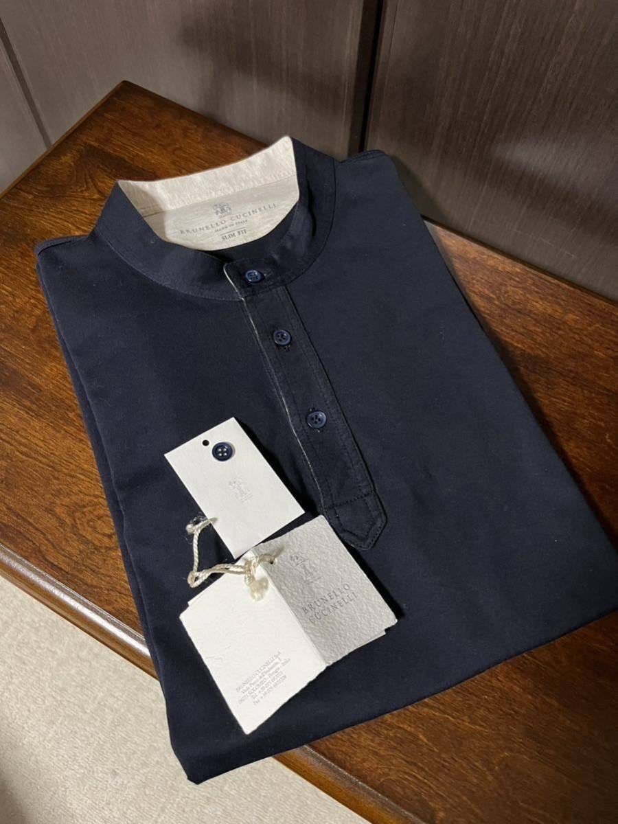 正規品 極美品 定価約6.2万 BRUNELLO CUCINELLI ブルネロクチネリ Tシャツ ネイビー 紺 XS 46 イタリア ラグジュアリー 高級 _画像1