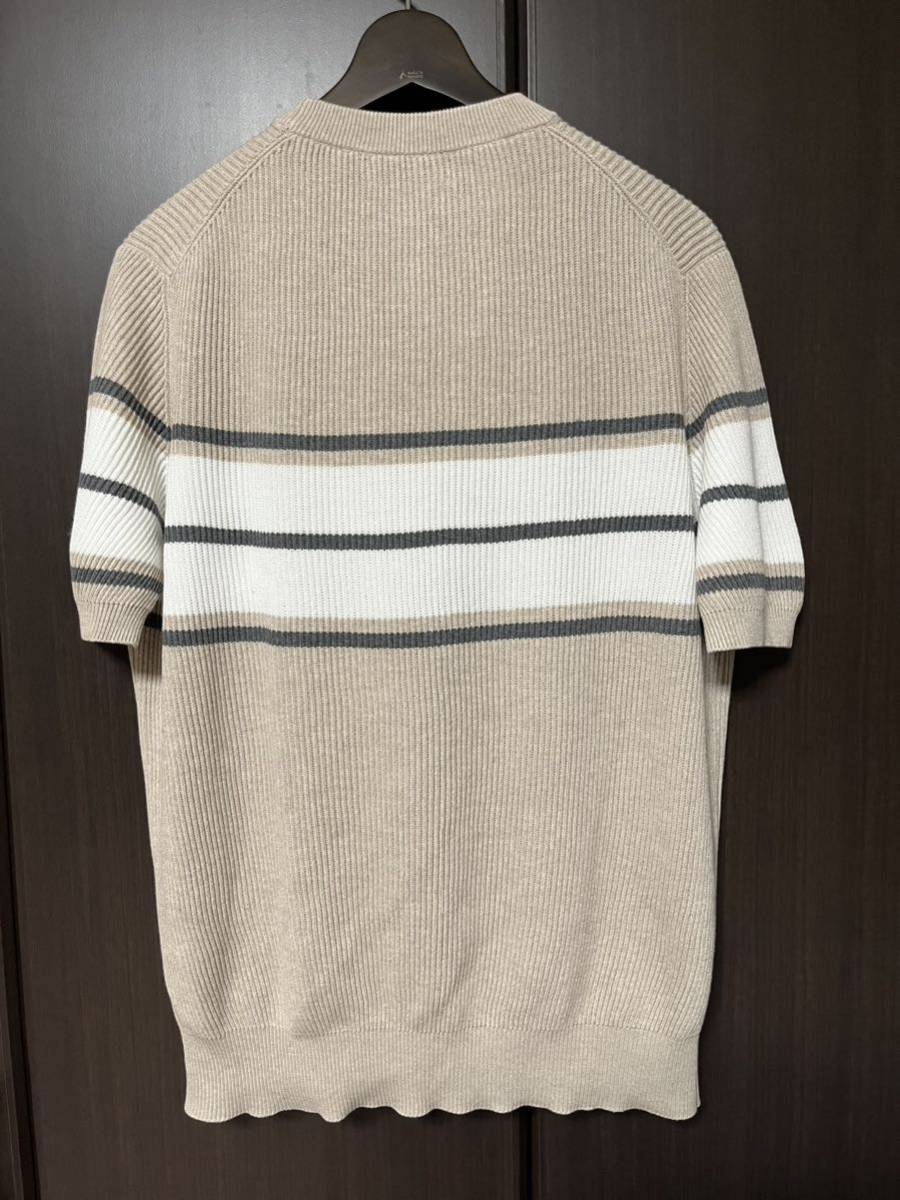 正規品 極美品 BRUNELLO CUCINELLI ブルネロクチネリ ニット 48 ベージュ ボーダー サマーニット 半袖 イタリア ラグジュアリー 高級 _画像6