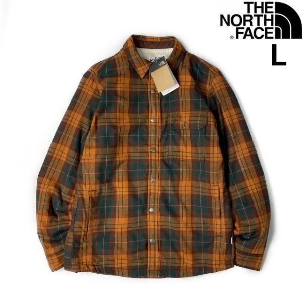 1円～!売切!【正規新品】THE NORTH FACE◆CAMPSHIRE SHIRT シェルパ フリースジャケット もこもこ ボア US限定(L)茶 チェック柄 181024-55_画像3