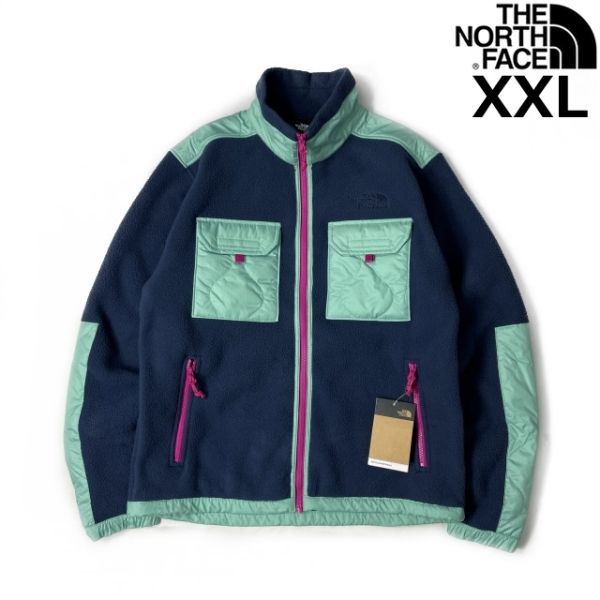 1円～!売切!【正規新品】THE NORTH FACE◆ROYAL ARCH FULL-ZIP JACKET フリース ボア キルティング US限定 肉厚 防寒(XXL)緑 紺 181024-85_画像3