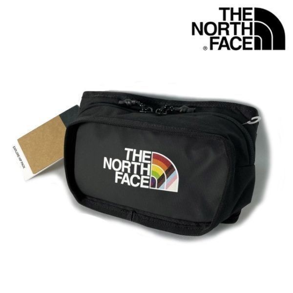 1円～!売切!【正規新品】THE NORTH FACE EXPLORE PRIDE HIP PACK ボディバッグ ウエストポーチ US限定 軽量 レインボー(OS/3L)黒180626-15_画像3