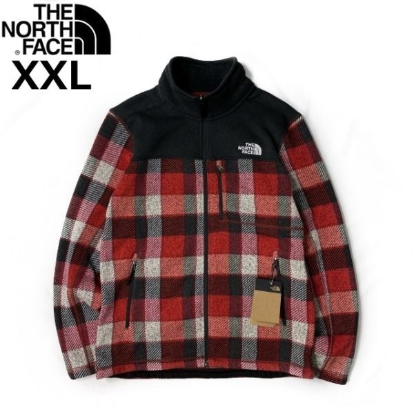 1円～!売切!【正規新品】THE NORTH FACE◆PRINTED LEO SWEATER フリース ジップアップジャケット US限定 日本未発売 厚手(XXL)赤 181024-55_画像1