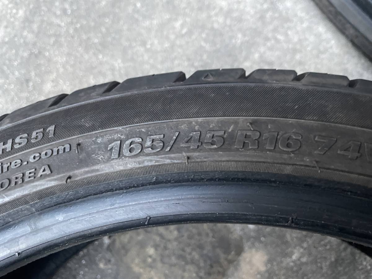 ハンコック 　エクスタ　ECSTA HS51 165/45R16 ２本 2020年製 残り約8部山_画像8