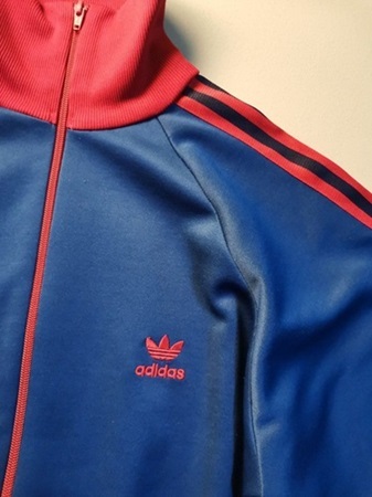 80\'s adidas Vintage джерси голубой красный Descente VENTEX двухцветный ..... шпинат комацуна . retro 