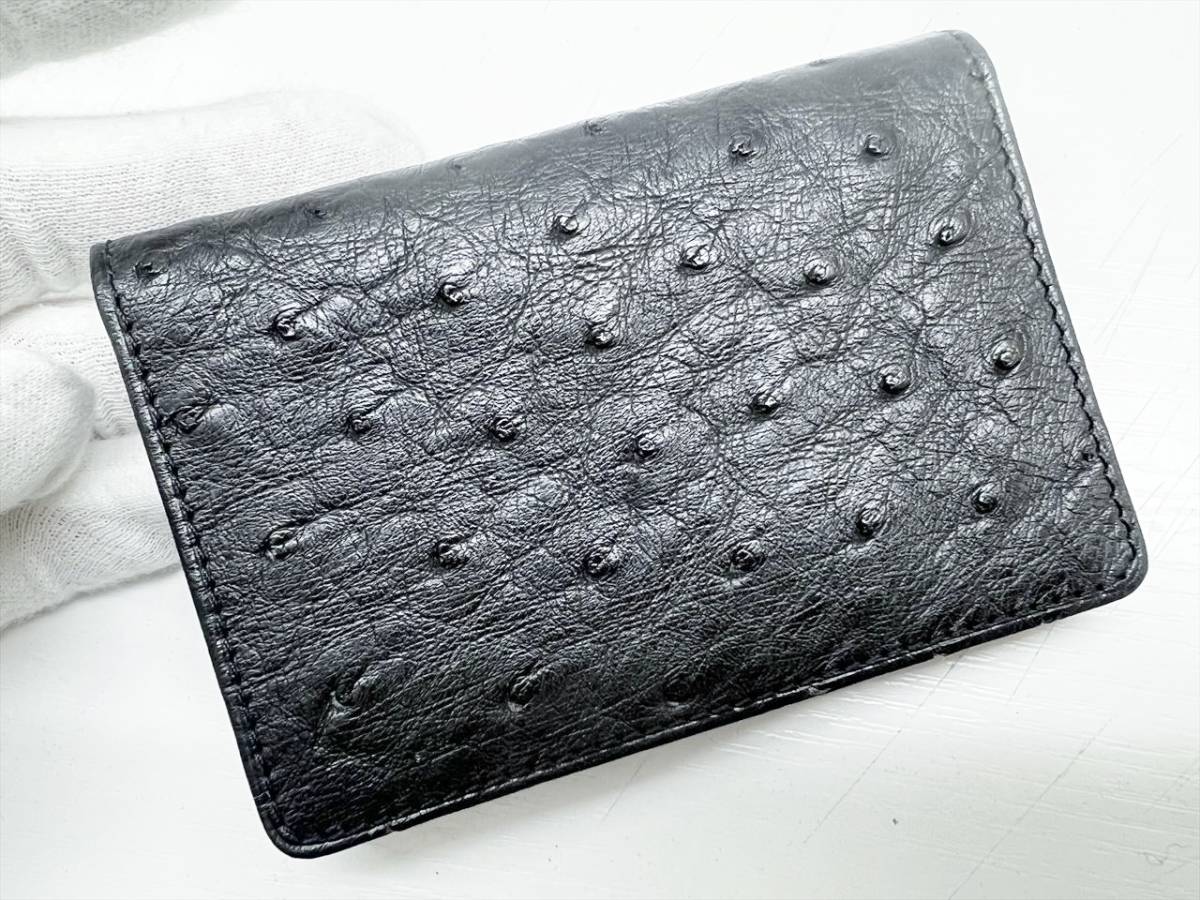 未使用保管　美品　ALFRED　DUNHILL　ダンヒル　オーストリッチ　カードケース　名刺入れ　黒_画像3