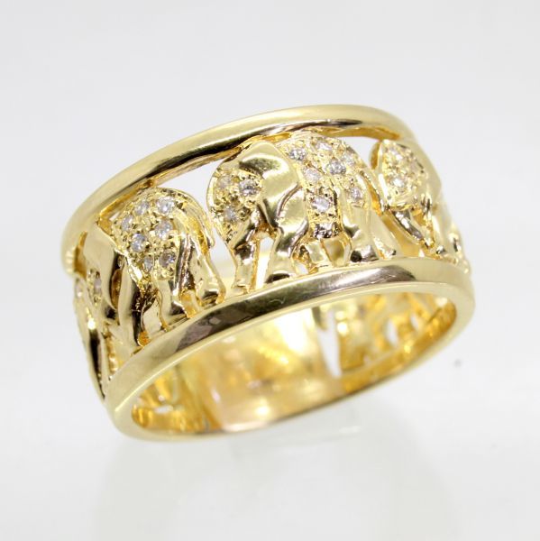 大人気新品セール ブ ◎中古美品◎18金 ダイヤ 0.35ct エレファントデザイン リング 22号 ゴールド