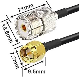 leeyovk M型 ケーブル 変換コネクタ MJ-SMAP コネクター UHFメス－SMAオス 純銅ケーブル 高耐久 アンテナ延_画像5
