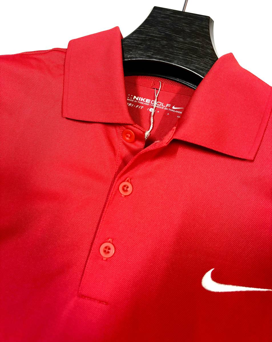 新品タグ付き　NIKE GOLF DRY-FIT　ナイキ　ゴルフウェア　ポロシャツ　半そで　レッド　ナイキマーク　メンズS_画像4