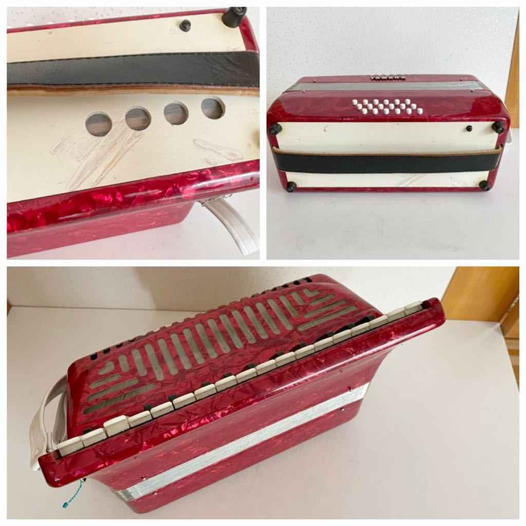 【ジャンク】中古YAMAHA ヤマハ 8905 Accordion アコーディオン 30鍵盤 ケース付き 鍵盤楽器 現状品 レッド 動作未確認 現状渡しの画像9