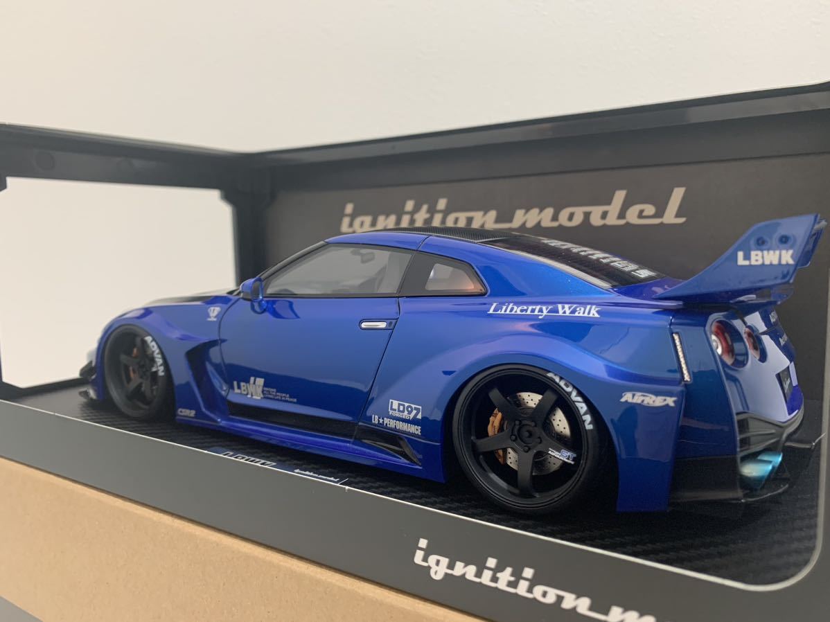 イグニッションモデル 1/18 LB-Silhouette WORKS GT Nissan 35GT-RR Blue Metallic IG2355 R35 GTR リバティーウォーク ignition modelの画像3