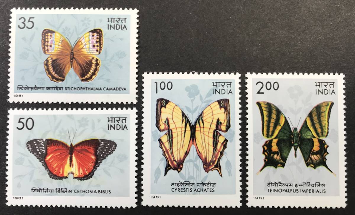 インド 1981年発行 蝶 切手 未使用 NH_画像1