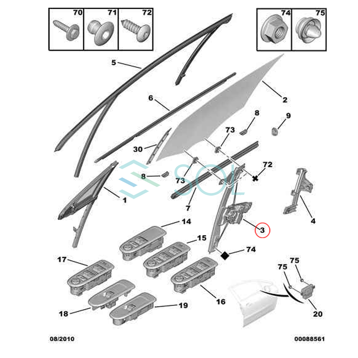 パワーウインドウレギュレーター フロント 右側 パワーウインドウ プジョー PEUGEOT 508I 8D 508SW I 8E 9222GT 9222GV 出荷締切18時_画像4