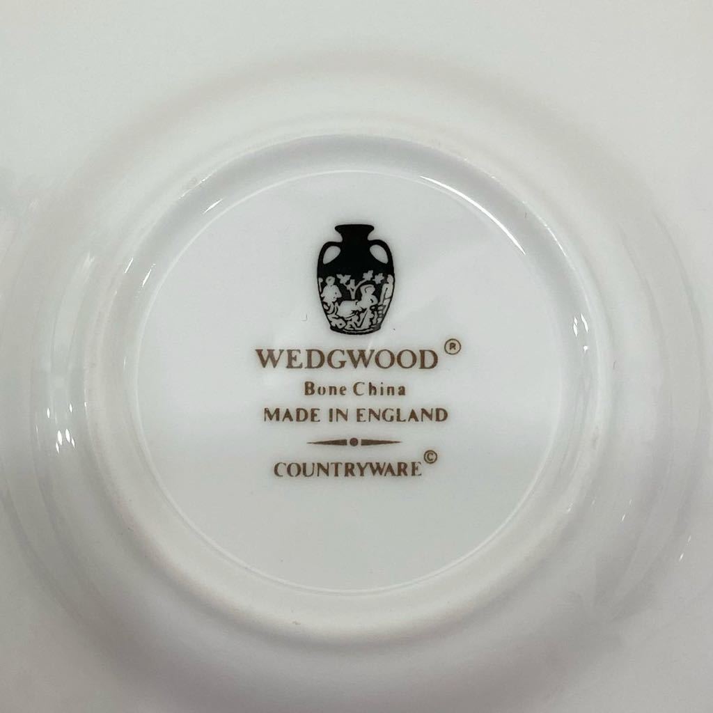 B4A315◆ ウェッジウッド WEDGWOOD カントリーウェア ホワイト色 ティーポット シュガー クリーマー デミタスカップ＆ソーサー 計5点セット_画像10