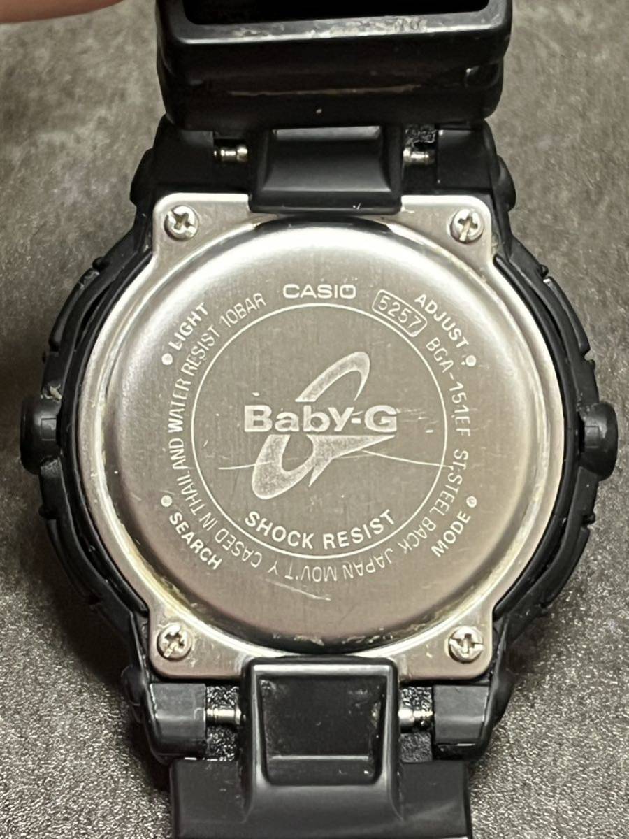 A4A075◆ カシオ CASIO Baby-G 黒色 クォーツ アナデジ 腕時計 BGA-151EFの画像4