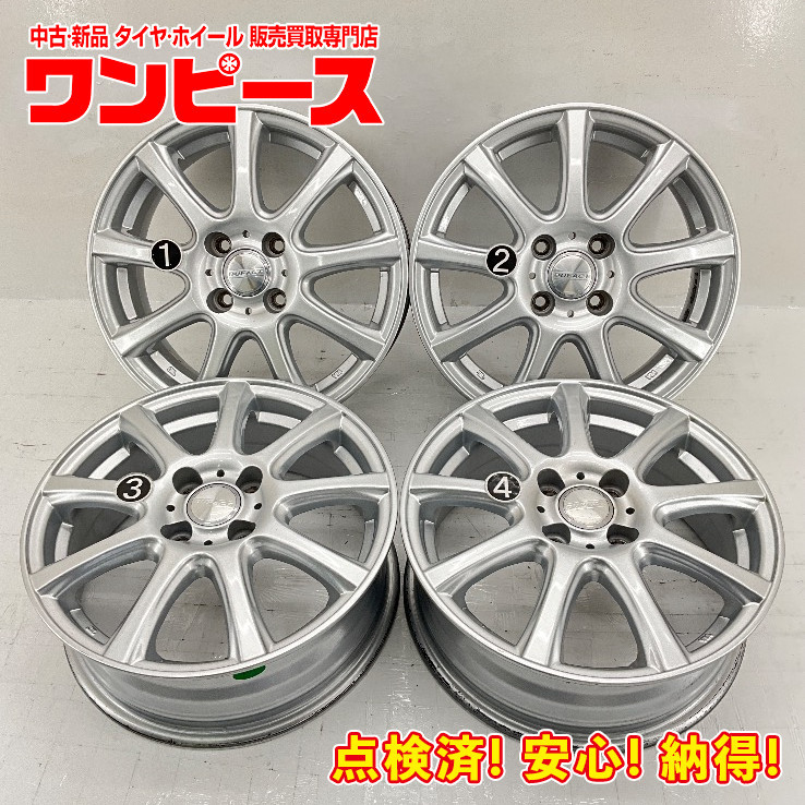 中古アルミホイール 4本セット 15×5.5J +42 4穴 PCD100 15インチ DUNLOP DUFACT c1257_画像1