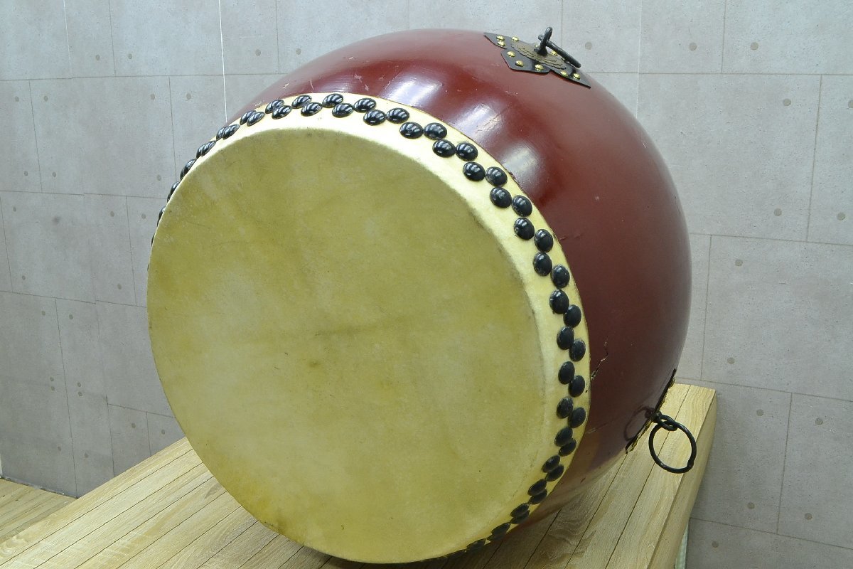 C835# японский барабан # большой futoshi тамбурин без тарелочек # nagadodaiko # ударные инструменты # традиционные японские музыкальные инструменты # тамбурин без тарелочек поверхность диаметр φ( примерно )52.5cm, общая длина ( примерно )61cm# выход звука OK