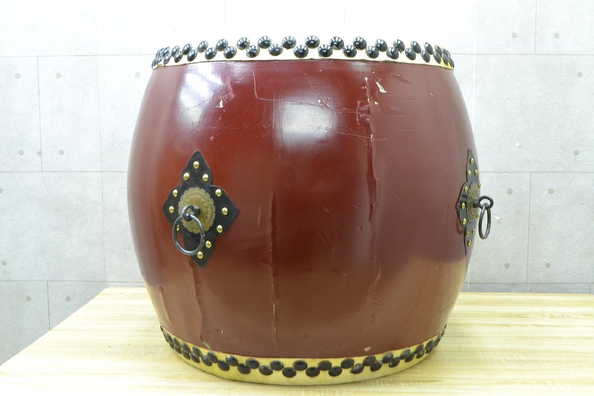 C835# японский барабан # большой futoshi тамбурин без тарелочек # nagadodaiko # ударные инструменты # традиционные японские музыкальные инструменты # тамбурин без тарелочек поверхность диаметр φ( примерно )52.5cm, общая длина ( примерно )61cm# выход звука OK