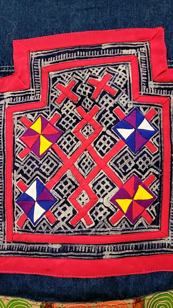 タイ 民族刺繍 古布 デニムジャケット
