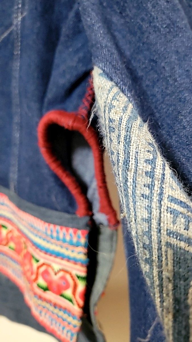 タイ 民族刺繍 古布 デニムジャケット