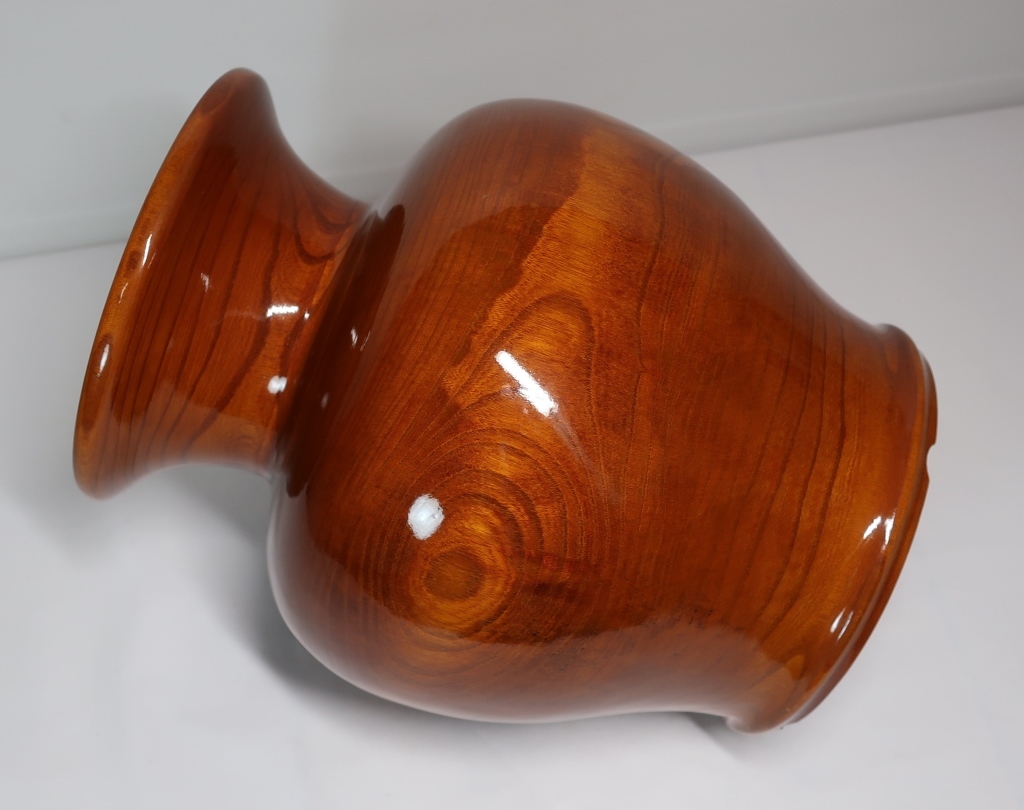 送料無料 木工花瓶 ケヤキ 壷花瓶 天然木 銅落とし ウッドターニング（木工旋盤）_画像7