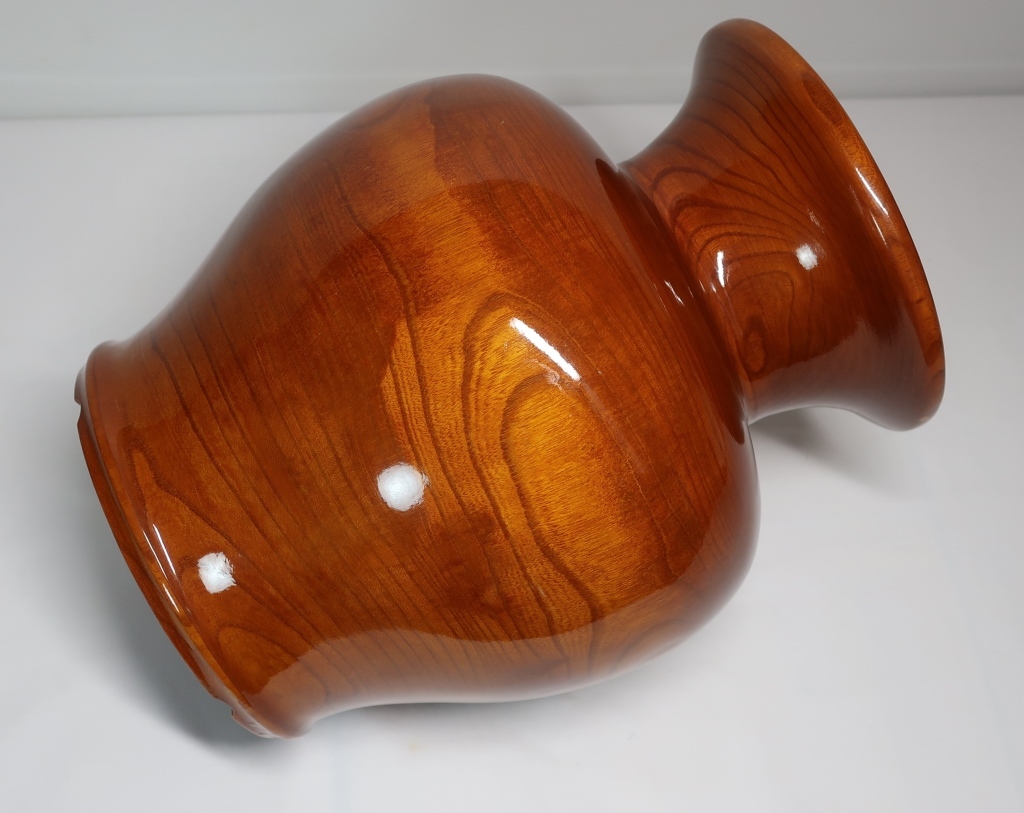 送料無料 木工花瓶 ケヤキ 壷花瓶 天然木 銅落とし ウッドターニング（木工旋盤）_画像8