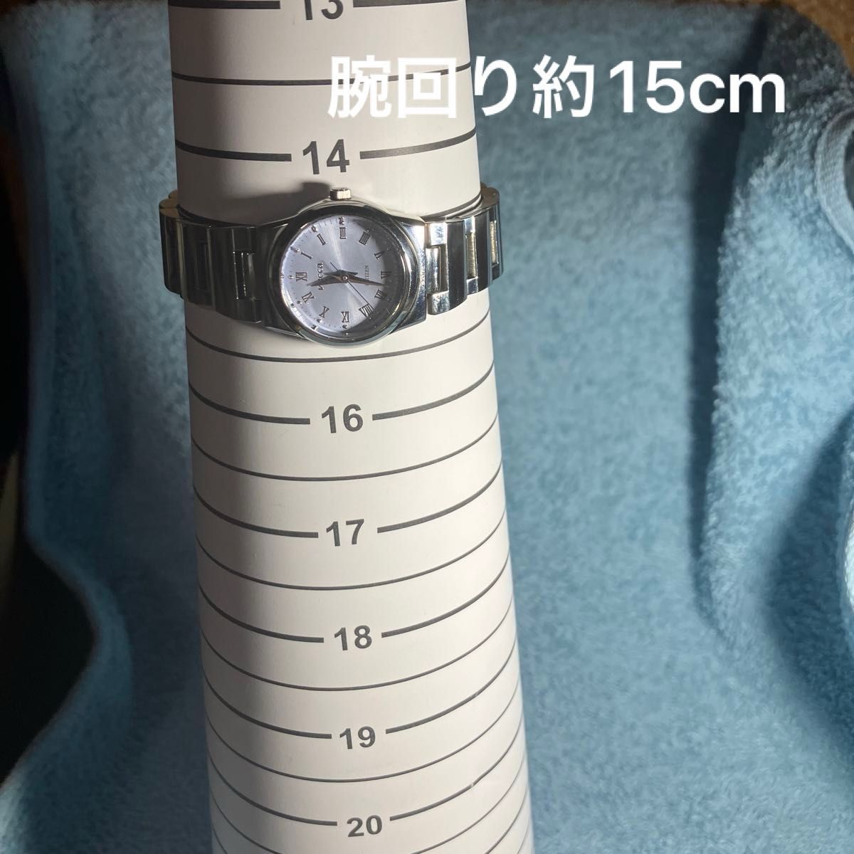 中古美品 CITIZEN Wicca 水色文字盤 新品電池交換済 腕回り約 中古美品 CITIZEN Wicca 水色文字盤 新品電池交換済 腕回り約