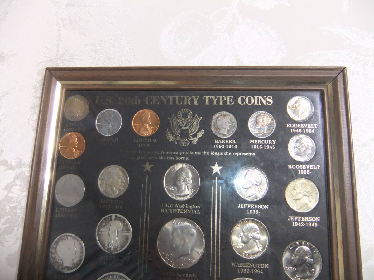 U.S. 20th CENTURY TYPE COINS 額入り ＵＳＡアメリカコイン 建国２００年記念硬貨 他  古銭 28枚リバティコイン LIBERTY の画像3