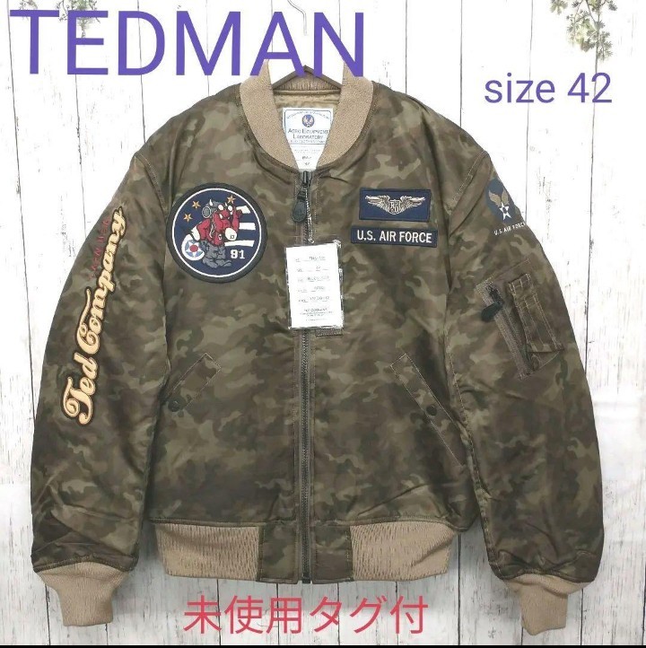 未使用 TEDMAN MA-1 フライトジャケット size 42 カモフラ プリント ジャケット アウター テッドマン エフ商会 迷彩 Ma1 メンズ Mey077