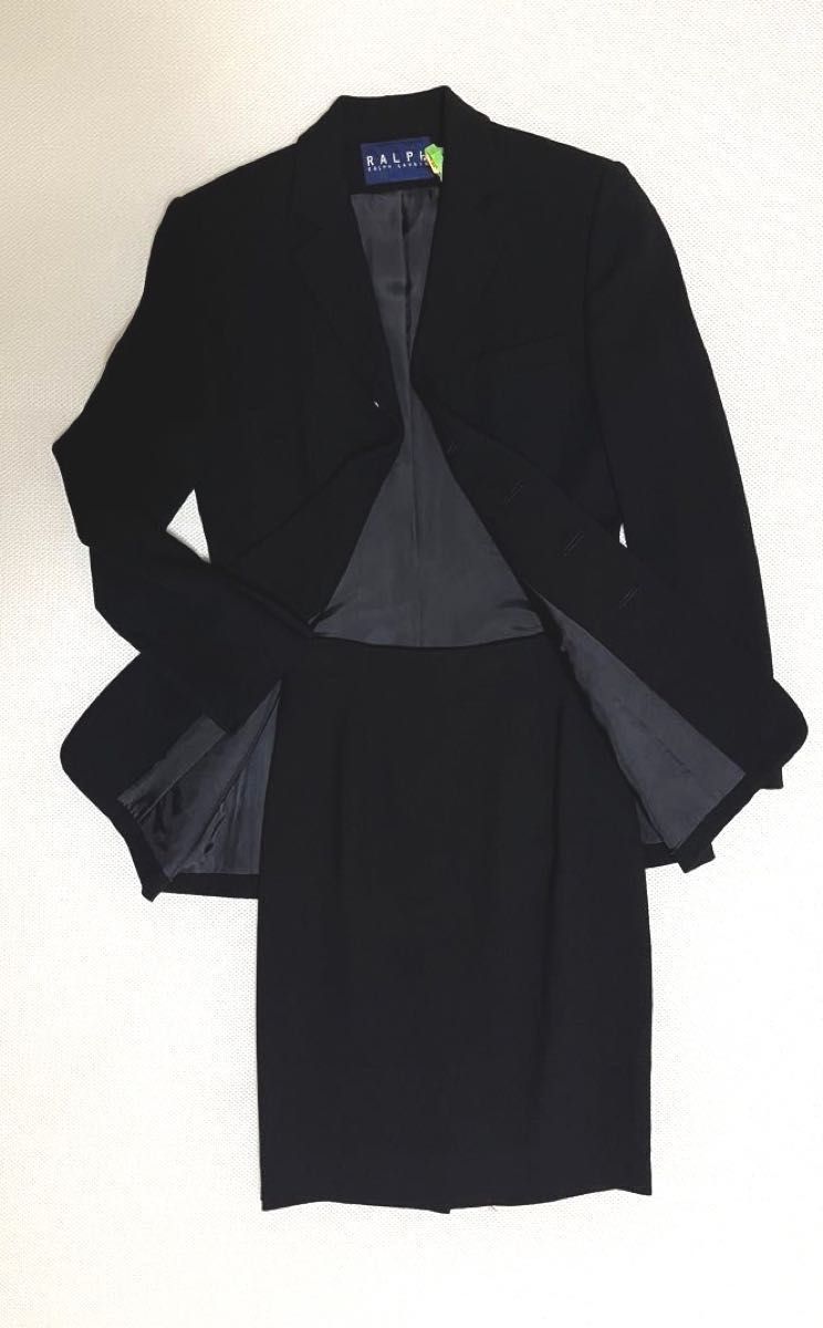 ラルフローレン　黒スーツ　スカートスーツ  就活 入学式　卒業式　フォーマル　ビジネススーツ　セットアップ　セレモニースーツ　美品
