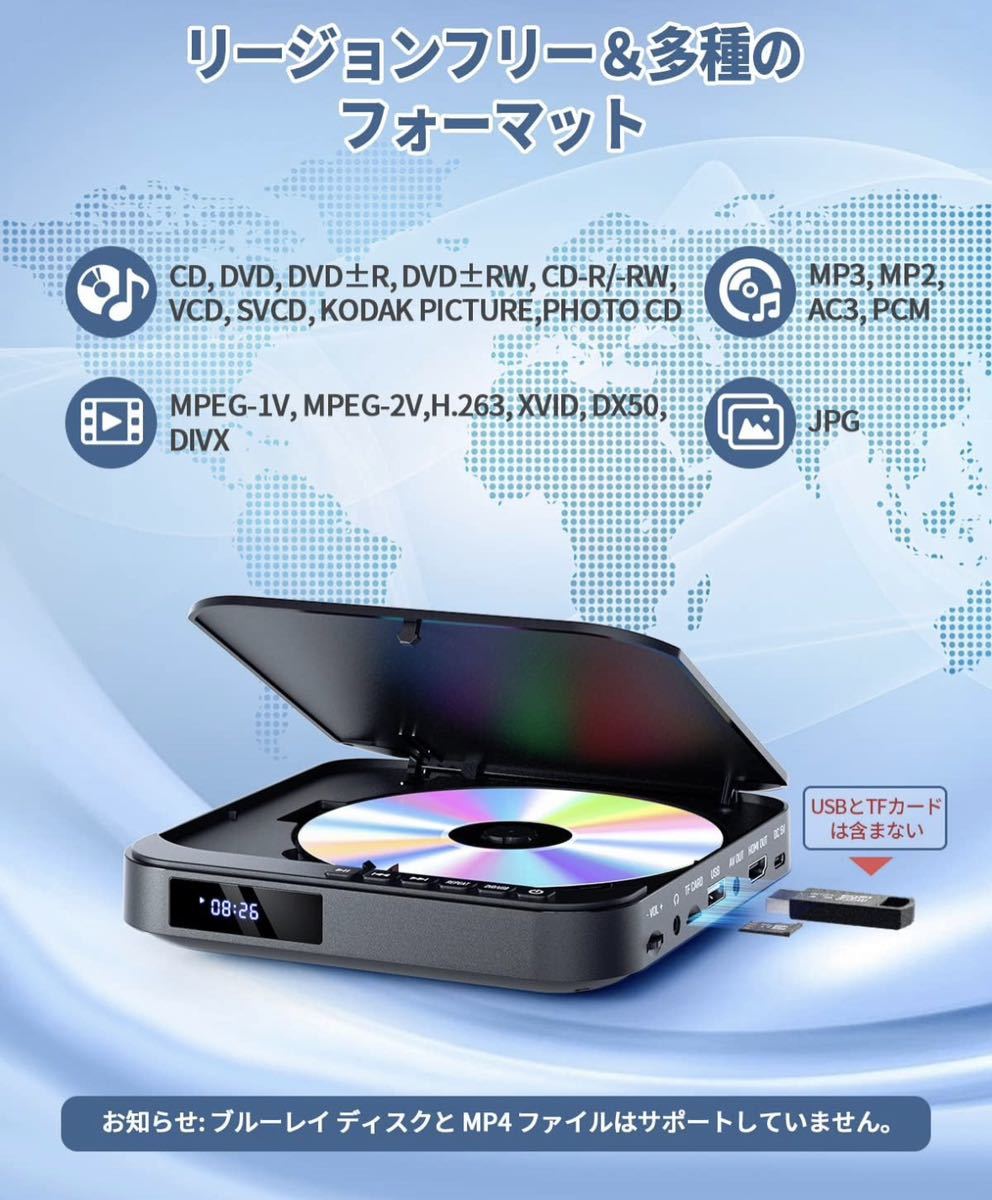 751、　ミニDVDプレーヤー 1080PサポートFELEMAN DVD/CD再生専用モデル リージョンフリー CPRM対応、録画した番組や地上デジタル放送_画像5
