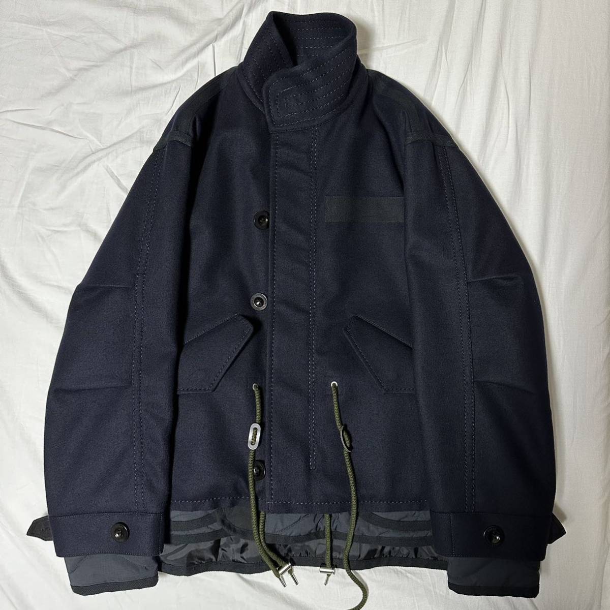 未使用品 定価¥184800 sacai 22AW Wool Melton Blouson Navy Size1 メルトン ブルゾン コート ジャケット MA-1_画像5