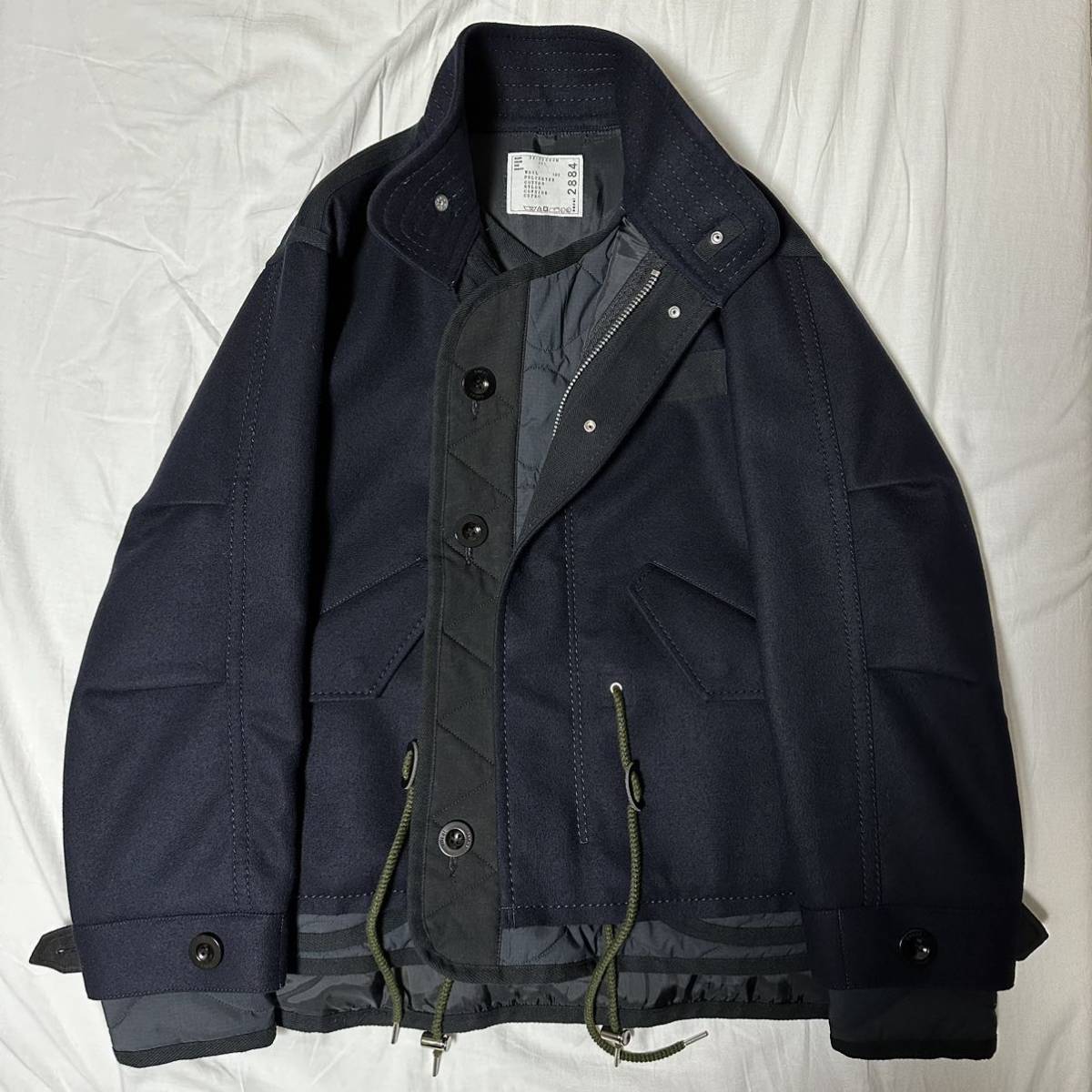 未使用品 定価¥184800 sacai 22AW Wool Melton Blouson Navy Size1 メルトン ブルゾン コート ジャケット MA-1_画像6