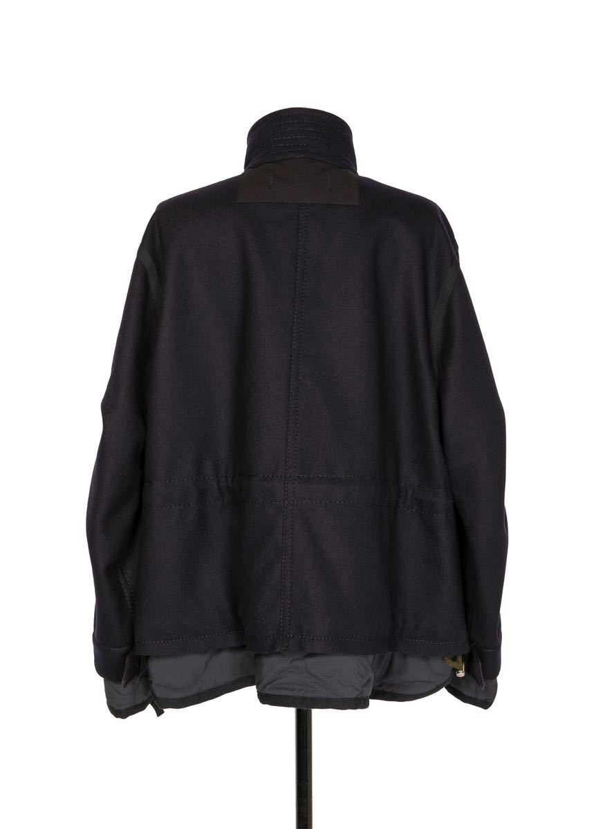 未使用品 定価¥184800 sacai 22AW Wool Melton Blouson Navy Size1 メルトン ブルゾン コート ジャケット MA-1_画像3