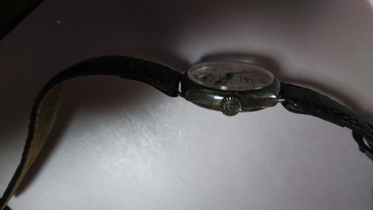  rare goods anti -k rotary hand winding smoseko silver face wristwatch 