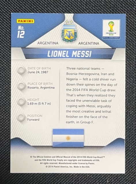 SOCCER 2014 PANINI PRIZM WORLD CUP BRAZIL LIONEL MESSI リオネル・メッシ レギュラーカード_画像2