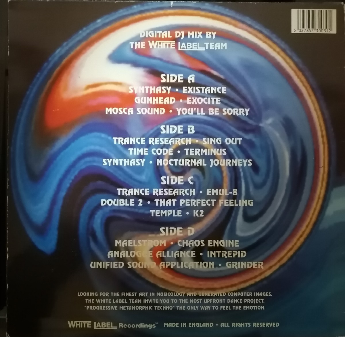 90s UK テクノ 2枚組 カラーヴァイナル White Label Volume 3 Progressive Metamorphic Techno  の画像2