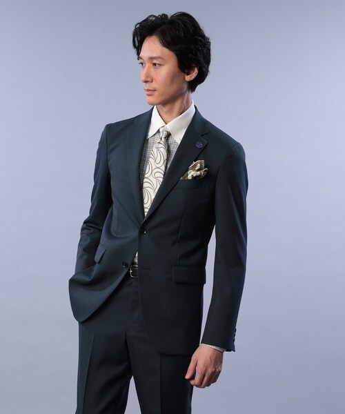 定価97900円 未使用品 TAKEO KIKUCHI タケオキクチ カラーツイル スーツ ウール ブルー Lサイズ