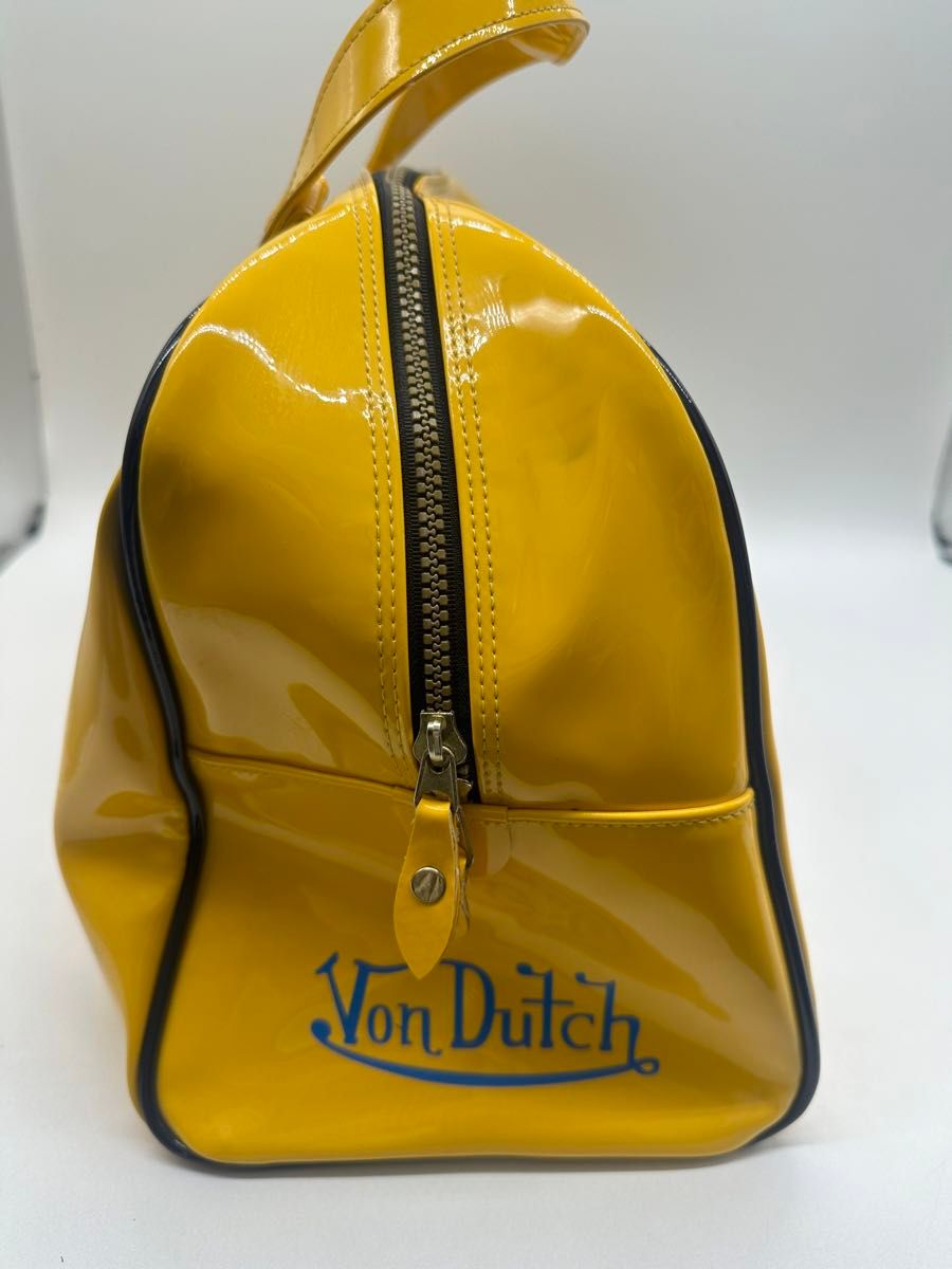 希少品　VonDutch ボンダッチ　ボストンバッグ　イエロー×ブルー　エナメル鞄