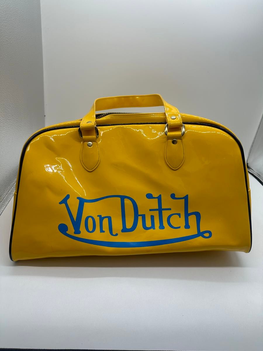 希少品　VonDutch ボンダッチ　ボストンバッグ　イエロー×ブルー　エナメル鞄