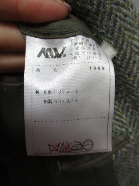 ハリスツイード　テーラードジャケット　メンズL　グレー系　ツイード地ブレザー　ツイードジャケット ツイードコート 90sビンテージ01192_画像7