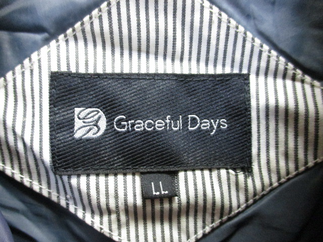 Graceful days グレイスルフルデイズ メンズダウンパーカー メンズLL XL 紺系 ダウンジャケット フード付きダウンコート アウター01312の画像2