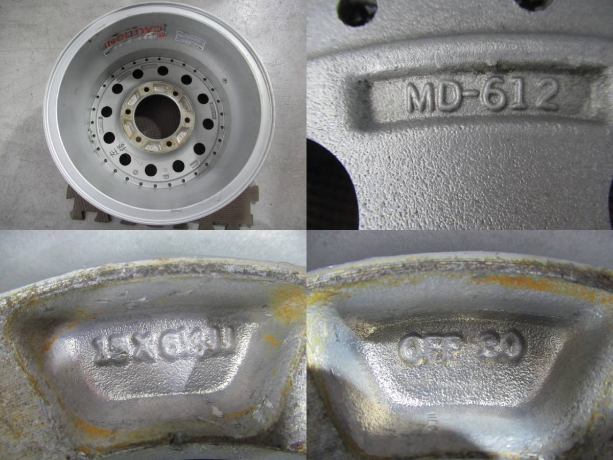 激安即決！希少 当時物 レンコン 軽量 BRIDGESTONE MD-612 15×6.5J 139.7-6H+30 109Φ 中古アルミホイール 4本 ハイエース キャラバン 等_画像10