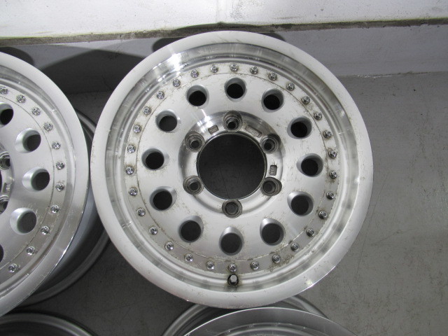 激安即決！希少 当時物 レンコン 軽量 BRIDGESTONE MD-612 15×6.5J 139.7-6H+30 109Φ 中古アルミホイール 4本 ハイエース キャラバン 等_ガリなし 腐食あり