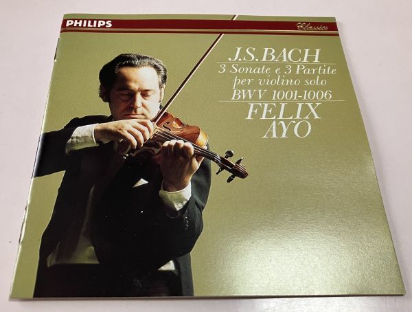 PHILIPS 国内盤 2CD フェリックス・アーヨ J.S.バッハ 無伴奏 ヴァイオリンソナタとパルティータ Bach violin solo Felix Ayo アーヨ_画像7