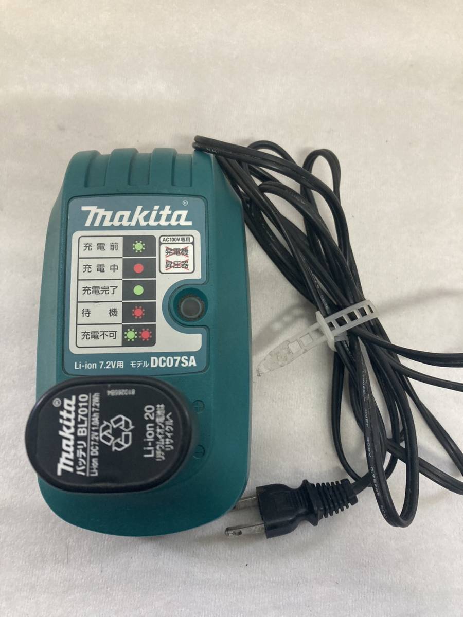 【R50127-1】 makita マキタ 充電器 DC07SA / バッテリー BL-7010 セット 純正品_画像1