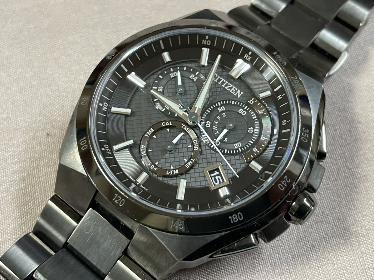 【大人気モデル】CITIZEN ATTESA アテッサ【AT3014-54E／E610-T018513】紳士用クロノグラフモデル DLCブラック エコドライブ 電波ソーラー_画像1