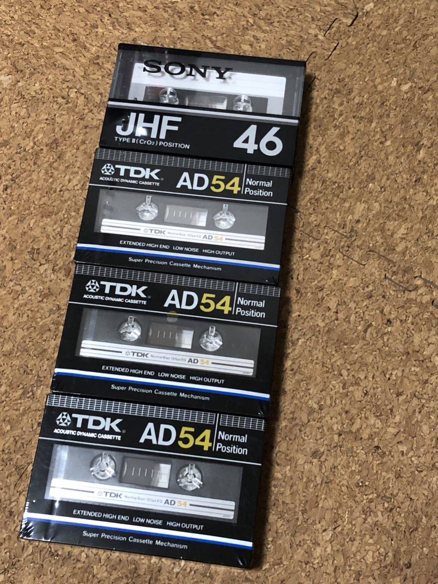 新品未使用 カセットテープ ノーマルポジション クロムポジション 4巻セット 音楽用テープ TDK AD54 SONY JHF46 昭和レトロ_画像1