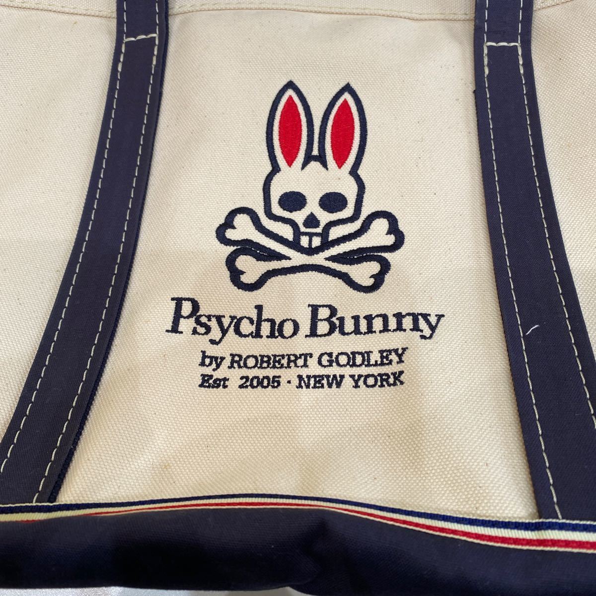 ソ)Psycho Bunny サイコバニー　トートバッグ ゴルフ　ナチュラル　大判　肩掛け　ショルダー_画像2