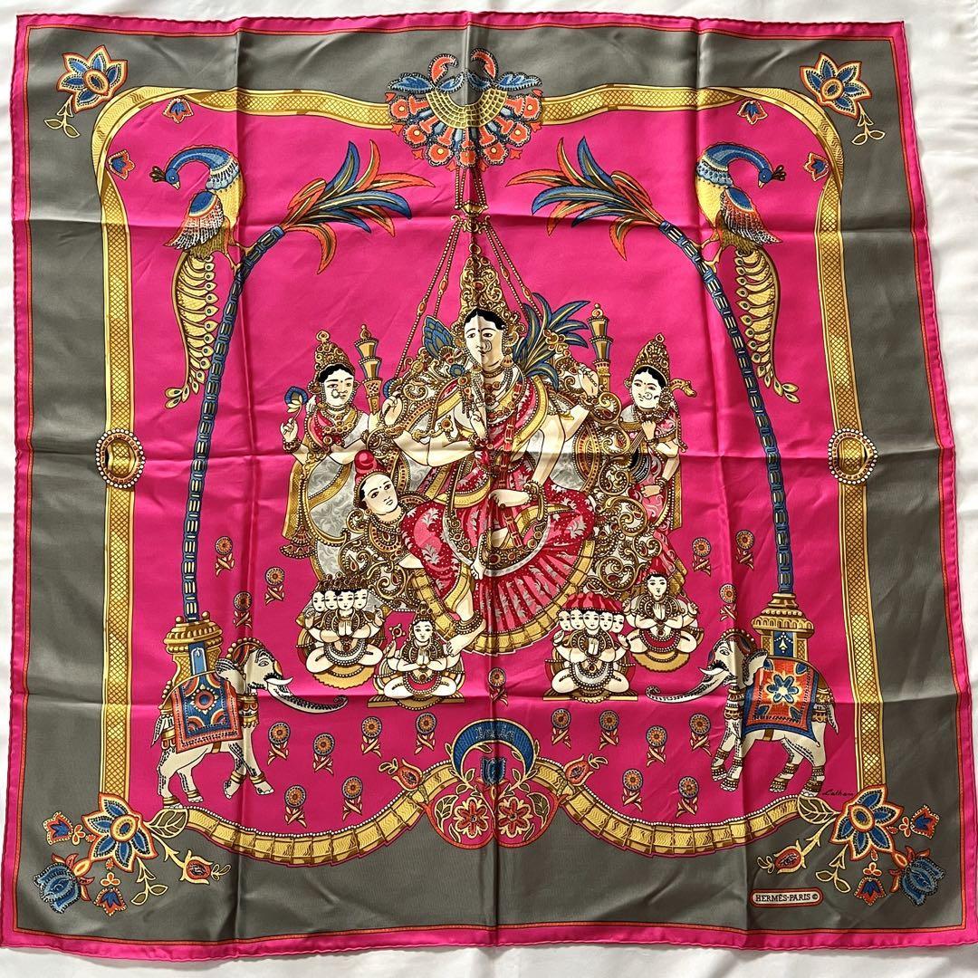 HERMES/エルメス カレ90 インドの花 シルク スカーフ f_048 HERMES/エルメス カレ90 インドの花 シルク スカーフ f_048